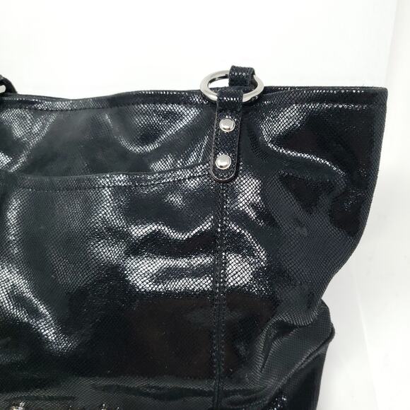 B. B Makowsky Black Leather Handbag Satchel Purse A212546 4.75Wx13.5Lx14H - Picture 3 of 15